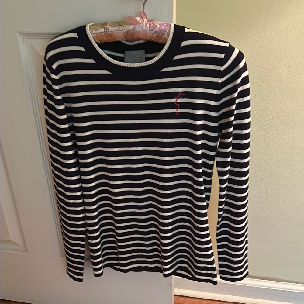 Grey Jason Wu Black & Cream Striped Sweater, S